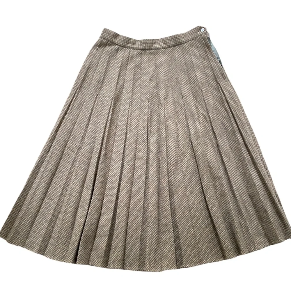 Vintage Wool Accordion Midi Tweed Skirt 2-4 XS-S - Picture 1 of 8